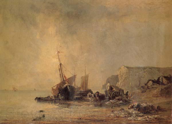 Richard Parkes Bonington Boats on the Shore of Normandy France oil painting art